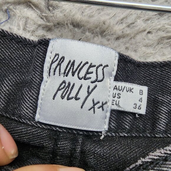 Princess Polly Jeans Womens 4 Black High-Waisted Button-Fly 100% Cotton - Picture 2 of 13
